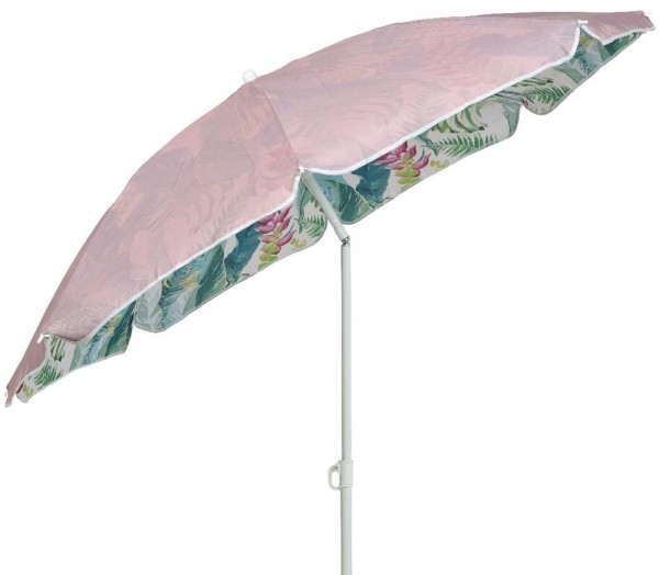 Sonnenschirm Palmenblätter Tropisch Oberseite Rosa Knickbar Erdspieß Ø 160cm
