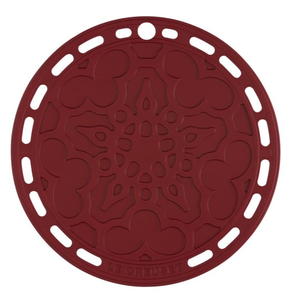 Le Creuset Silikon Untersetzer Tradition Rund Garnet (Rhone) Bordeaux-Rot 20cm