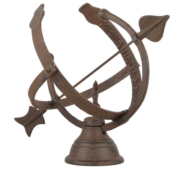 Sonnenuhr Antik-Stil Gusseisen Rostbraun Gartendeko 32cm