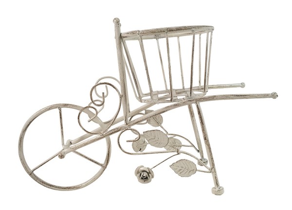 Blumentopfhalter Schubkarre Nostalgie Pflanztopfhalter Landhaus Metall Weiß