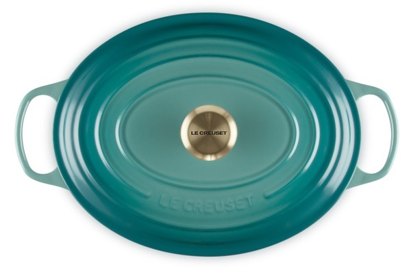Le Creuset Bräter Signature Oval Gusseisen Bleu Riviera Blau