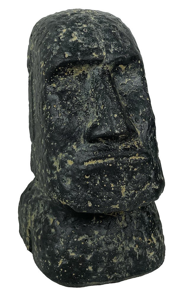 Moai Kopf Osterinsel Steinstatue Figur Skulptur Steinguss Kunststein Schwarz 15cm