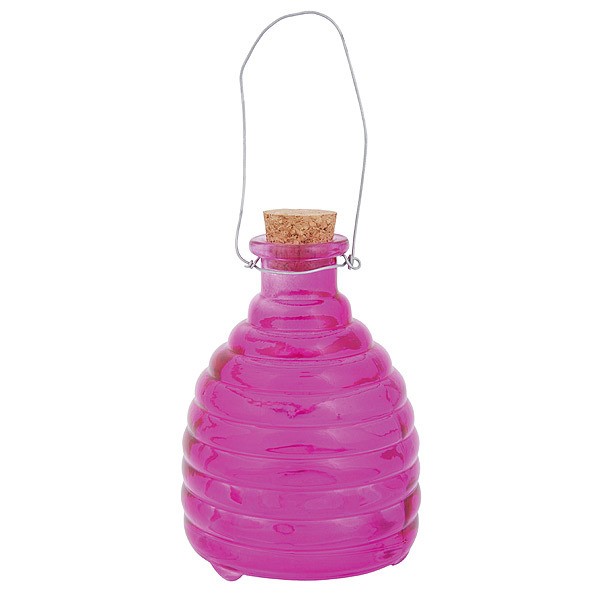 Wespenfalle Glas Pink zum Aufhängen Instektenfalle Wespenglas Garten 13cm