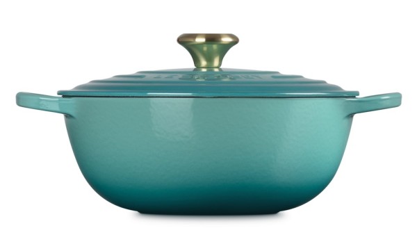 Le Creuset La Marmite Signature Familientopf Gusseisen Bleu Riviera Blau 26cm