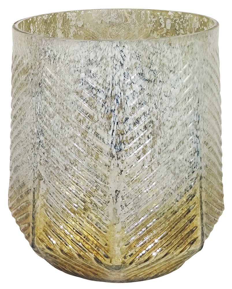 Kerzenhalter Glas gold patiniert Kerzenleuchter Kerzenglas Antik-Stil 17 cm