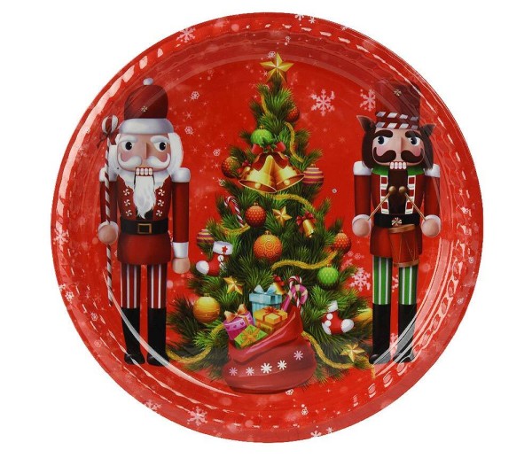 Weihnachtsteller Nikolaus Advent 4 Stück Plätzchenteller Weihnachten Rot Nussknacker