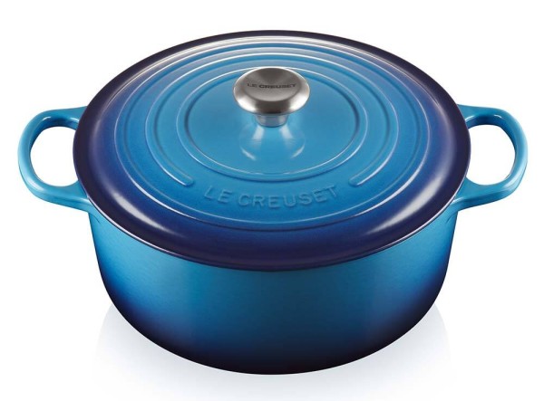 Le Creuset Bräter Signature Rund Gusseisen Azure Blau