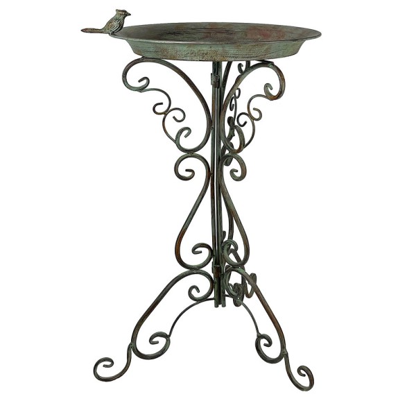 Große Vogeltränke auf Ständer Eisen Grün Vogelbad Standvogeltränke Antik-Stil