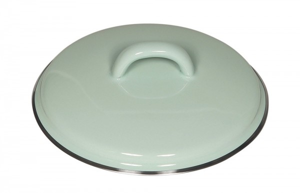 Riess Deckel Emaille Pastell Türkis mit Chromrand 14cm