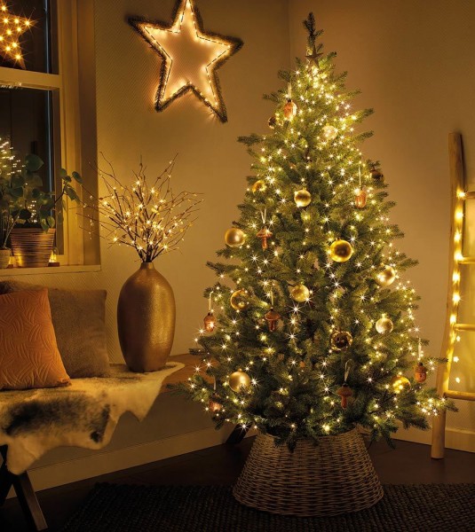 Abdeckung für Christbaumständer Weide Grau Weihnachtsbaumständerhülle