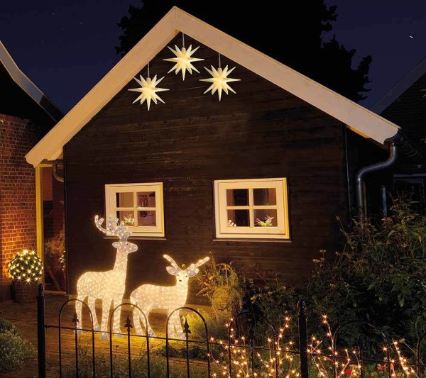 Weihnachtssterne Beleuchtet 3 Stück LED Stern Außen Innen zum Hängen Timer 12cm