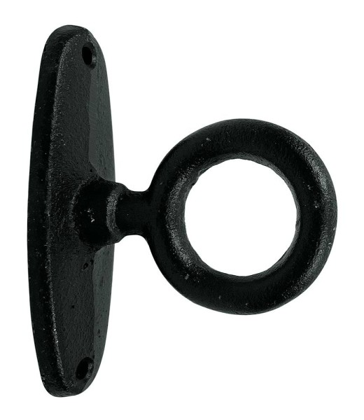 Anbindering mit Platte Gusseisen Antik-Stil Befestigungsring Schwarz 9cm