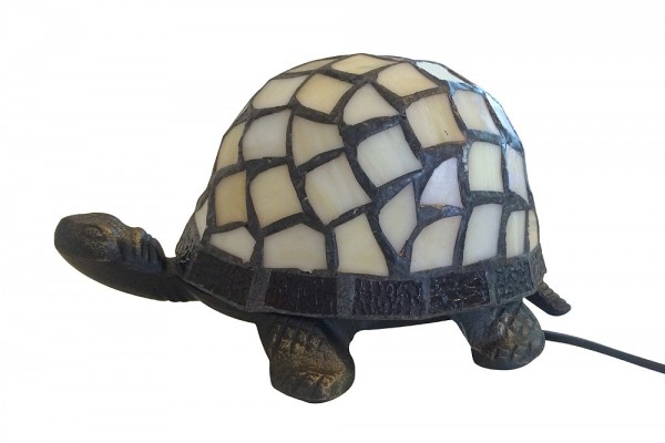 Tiffany-Leuchte Schildkröte Tiffanylampe Tischlampe Tischleuchte Weiß