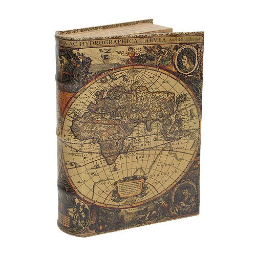 Hohles Buch mit Geheimfach Buchversteck Atlas Weltkarte Antik-Stil 33cm
