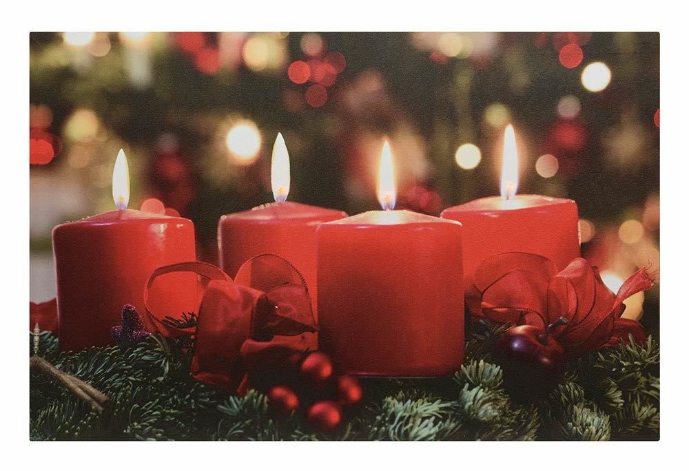 LED Bild Adventskranz 4 Rote Kerzen Einzeln Einschaltbar Mit Beleuchtung 38x58cm LED Bild Adventskranz 4 Rote Kerzen Einzeln Einschaltbar Mit Beleuchtung 38x58cm