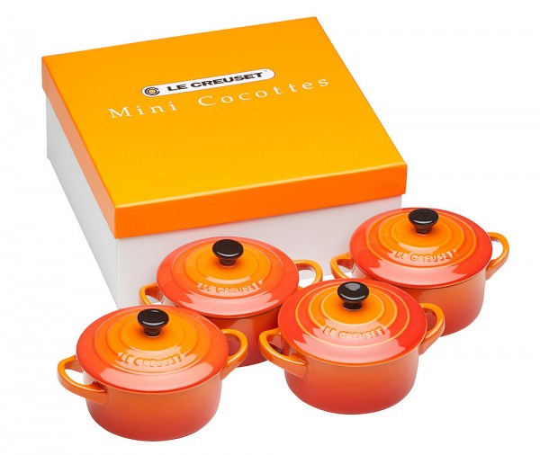 Le Creuset Mini Cocotte 4er-Set Steinzeug Ofenrot 10x5cm