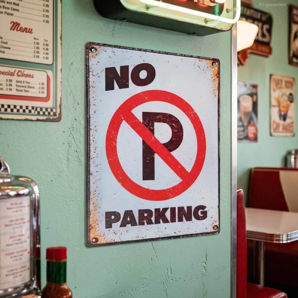 Blechschild No Parking Retro Vintage Dekoschild Parken Verboten 20x25cm