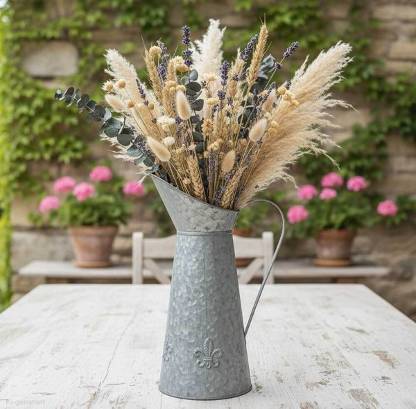 Deko Krug Zink Lilie Zinkkrug Gießkanne Zinkkanne Wasserkrug Landhaus Vintage