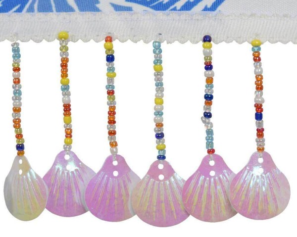 Sonnenschirm Strandschirm Blau Weiß mit Muscheln Garten Camping Erdspieß Ø 180cm