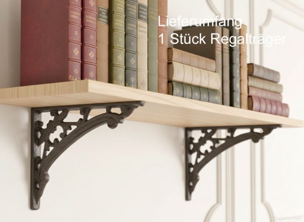 Regalträger Belle Epoque Regalhalter Regalwinkel Gusseisen Braun 13,5x18cm