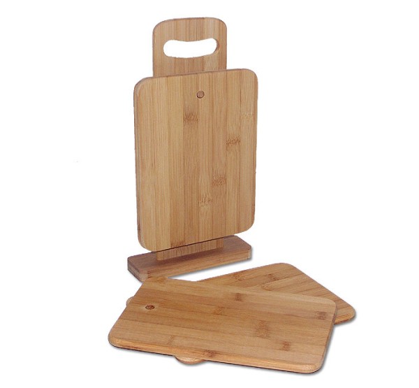 Frühstücksbrettchen Bambus Set 6 Stück mit Ständer Brettchen Schneidebrett Holz