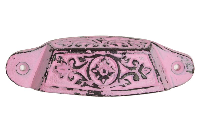 Muschelgriff Möbelgriff Gusseisen Schubladen-Griff Shabby Chic Antik-Rosa