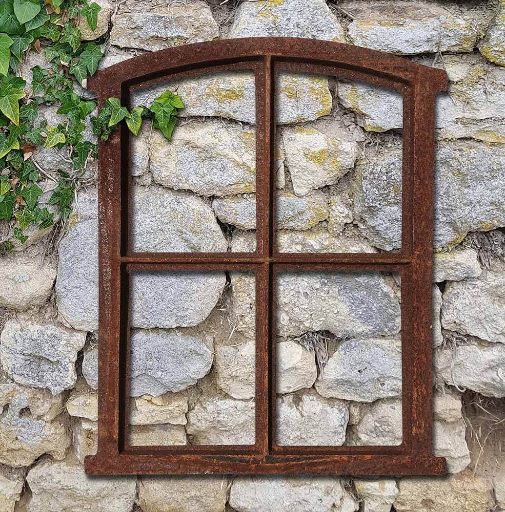 Stallfenster Gusseisen Antik-Stil Rostig Nostalgie Fensterrahmen Vintage 49cm