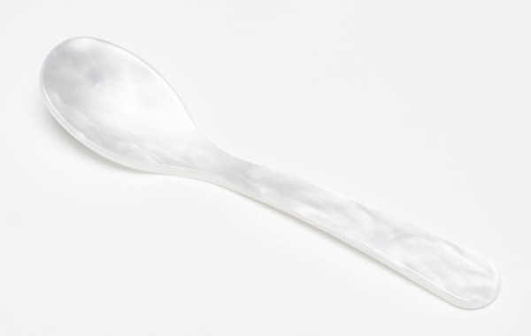 G.F. Heim Söhne Eierlöffel Acrylglas Perlmutt Optik Weiß