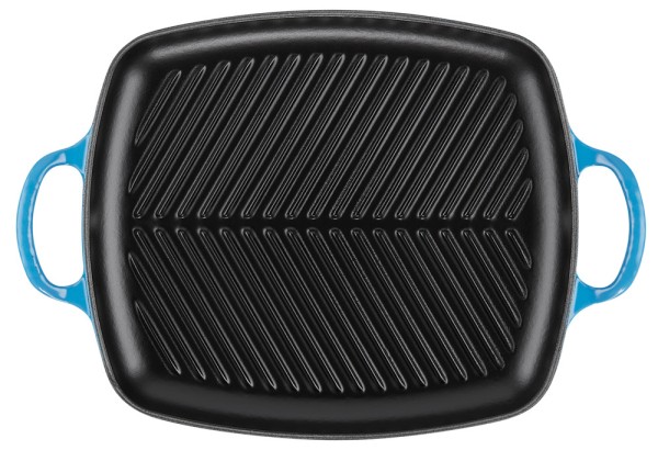 Le Creuset Rechteckige Grillplatte Signature Gusseisen Azure Blau 30cm