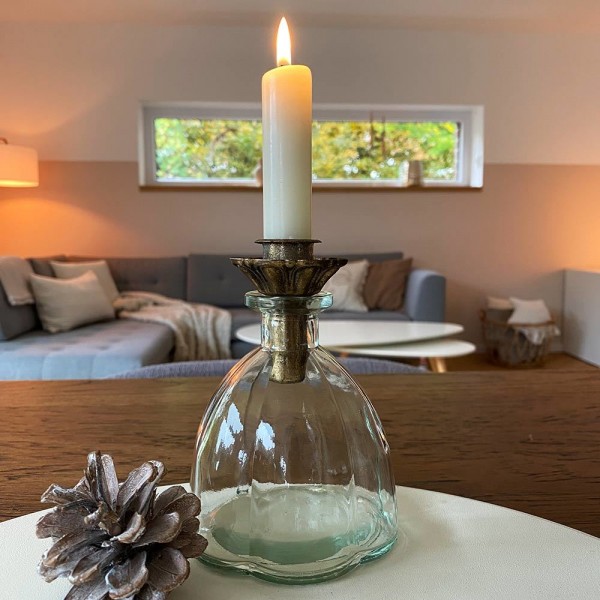 Vase Glas Vintage Tischvase Transparent Blumenvase Nostalgie Dekovase 11cm