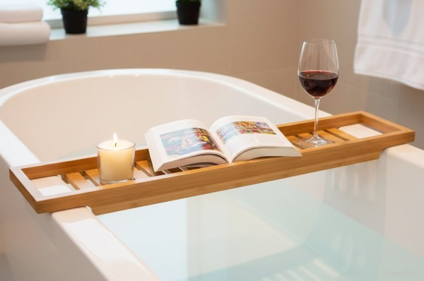 Badewannenablage Bambus Badewannentablett 64 x 15 cm Holz Natur