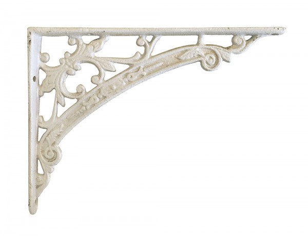 Regalträger Belle Epoque Regalhalter Regalwinkel Gusseisen Weiß 14x18,5cm