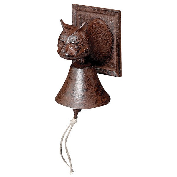 Rustikale Türglocke Katze Gusseisen Antik-braun