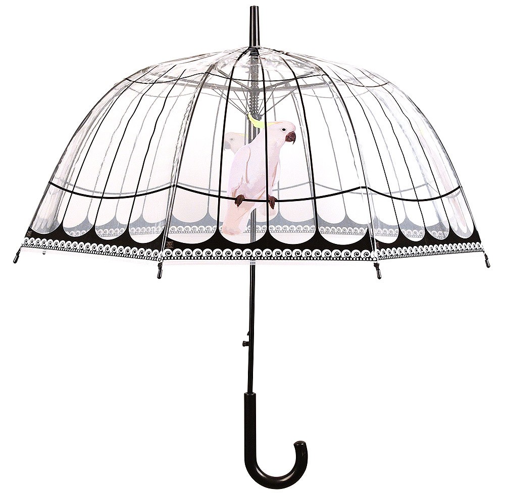 Regenschirm Kakadu Vogelkäfig Transparent Stockschirm Durchsichtig