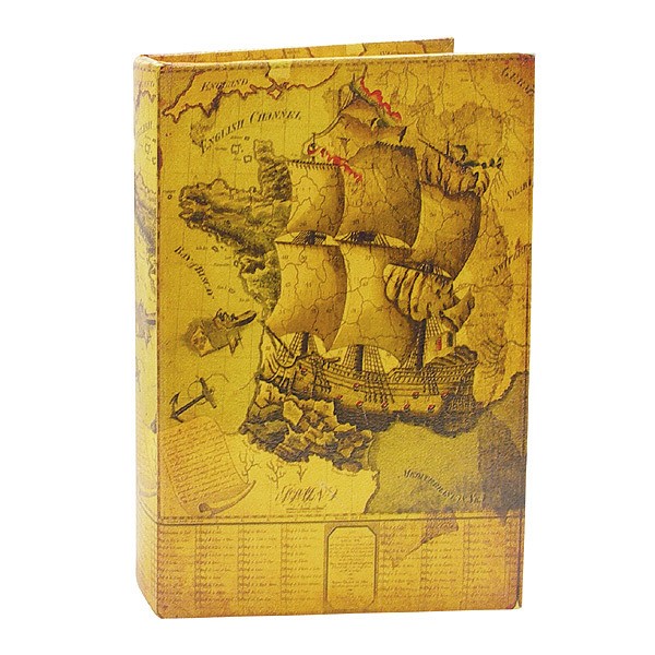 Hohles Buch Geheimfach Segelschiff Nostalgie Buchsafe Antik-Stil 21cm
