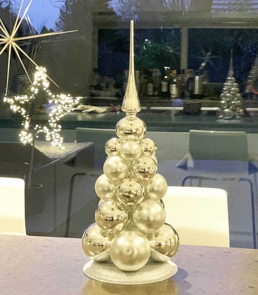 Künstlicher Weihnachtsbaum Silber aus Glas Christbaumkugeln und Christbaumspitze