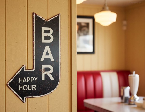 Blechschild BAR Happy Hour Retro Vintage-Deko Wegweiser Antik-Stil 25 x 40 cm