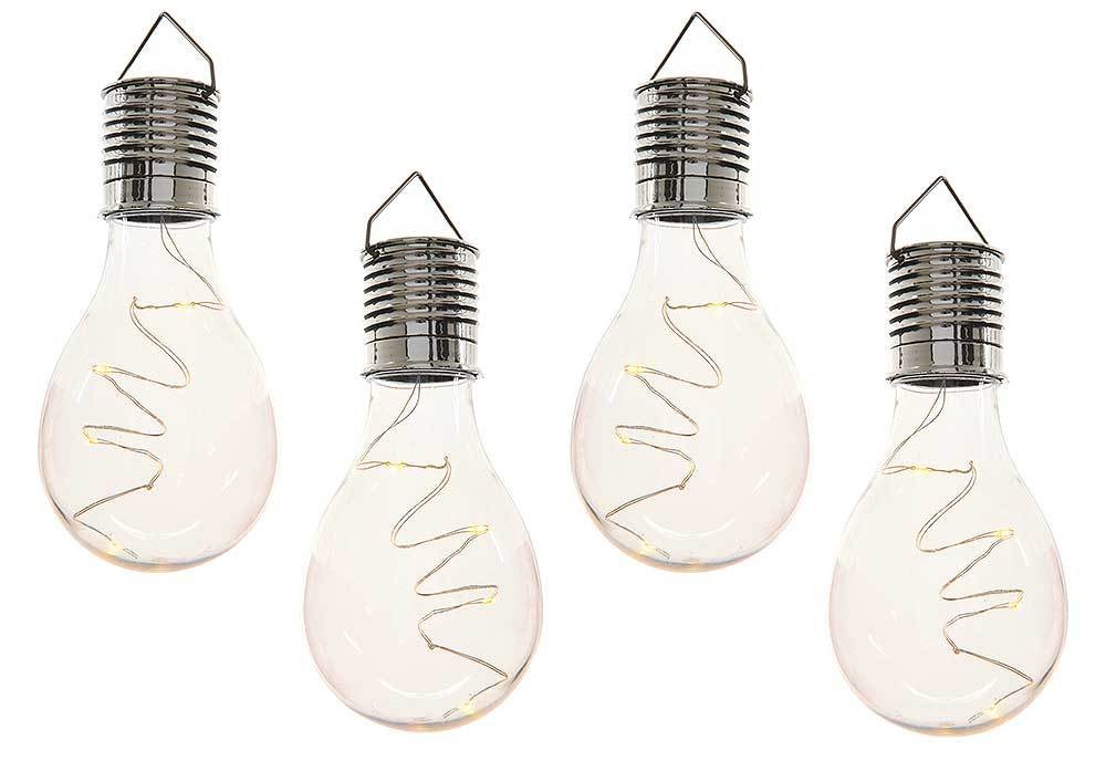 4 Stück Solar Glühbirne Klar für Garten LED Warmweiß Partyleuchten