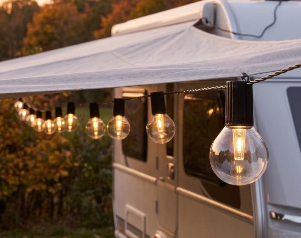 Solar Lichterkette 20 LED Glühbirnen Warmweiß Garten Camping Wetterfest 5,7 Meter