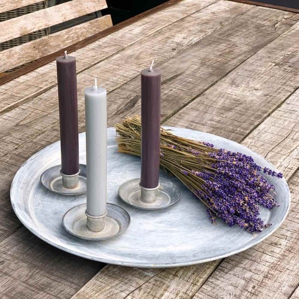 Tablett Rund Zink Vintage-Stil Zinktablett Dekotablett Zinkteller Landhaus