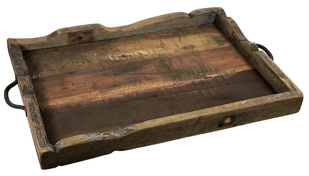 Tablett Altholz Vintage Dekotablett Serviertablett Massiv Holz Rustikal 50x35cm
