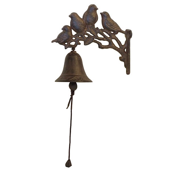 Türglocke Vogelhochzeit Glocke Vögel Gusseisen Rustikal Antik-Stil Braun