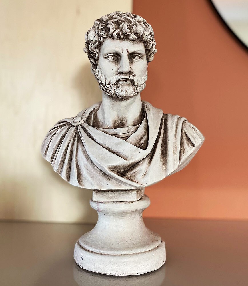 Griechische Statue Gott Büste Antike Skulptur Kopf Römische Figur Weiß 36cm