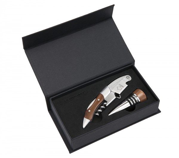Le Creuset Wein-Öffner Set GS-190 Kellnermesser + Verschluss Holz