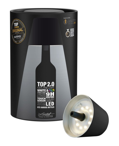 Sompex Flaschenleuchte TOP 2.0 Schwarz LED RGBW mit Akku