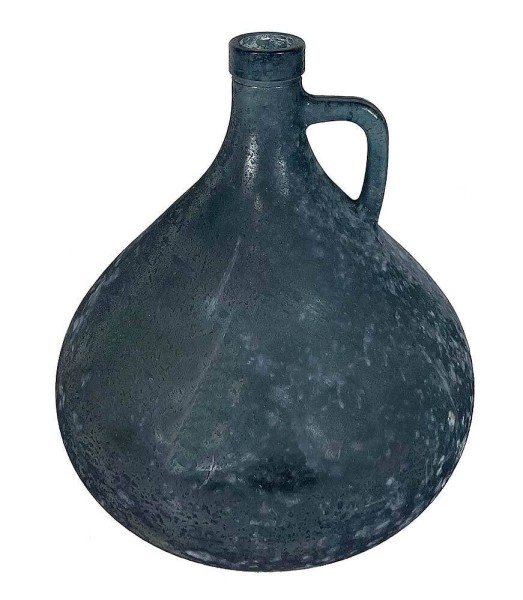 Vase Glas Grau Satiniert mit Henkel Bauchig Blumenvase Tischvase Dekovase 18cm