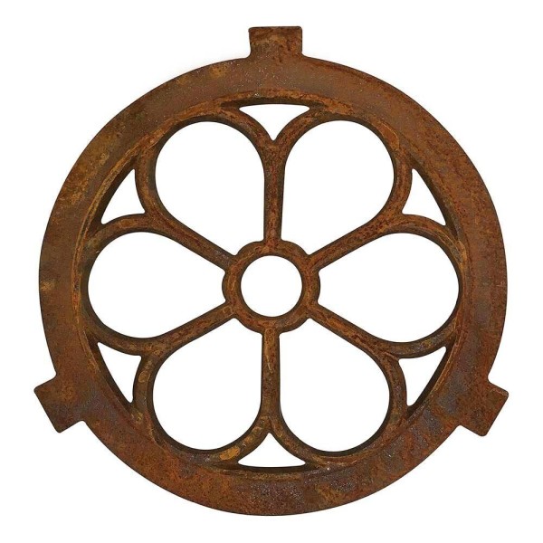 Eisenfenster Rund Giebelfenster Nostalgie Stallfenster Eisen Rost Blume 43 cm