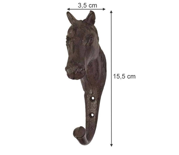 Garderobenhaken Pferdekopf Trensenhalter Pferd Haken Gusseisen Antik-Stil Braun