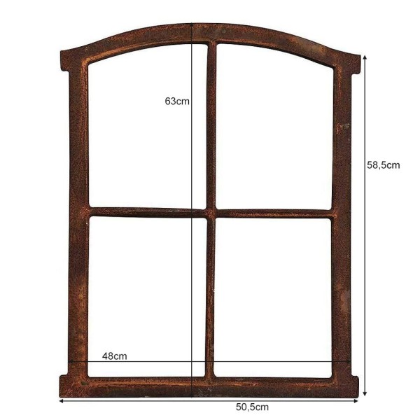 Stallfenster Gusseisen Antik-Stil Rostig Rundbogen Eisenfenster Landhaus 63cm