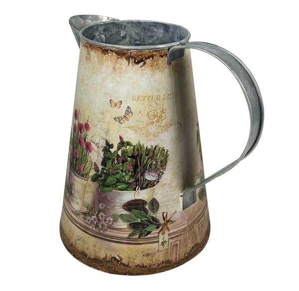 Deko Krug Zink Kräuter der Provence Zinkkrug Gießkanne Zinkkanne Vintage-Stil